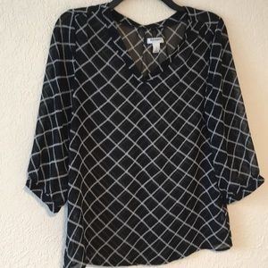 Black Blouse with gray designs